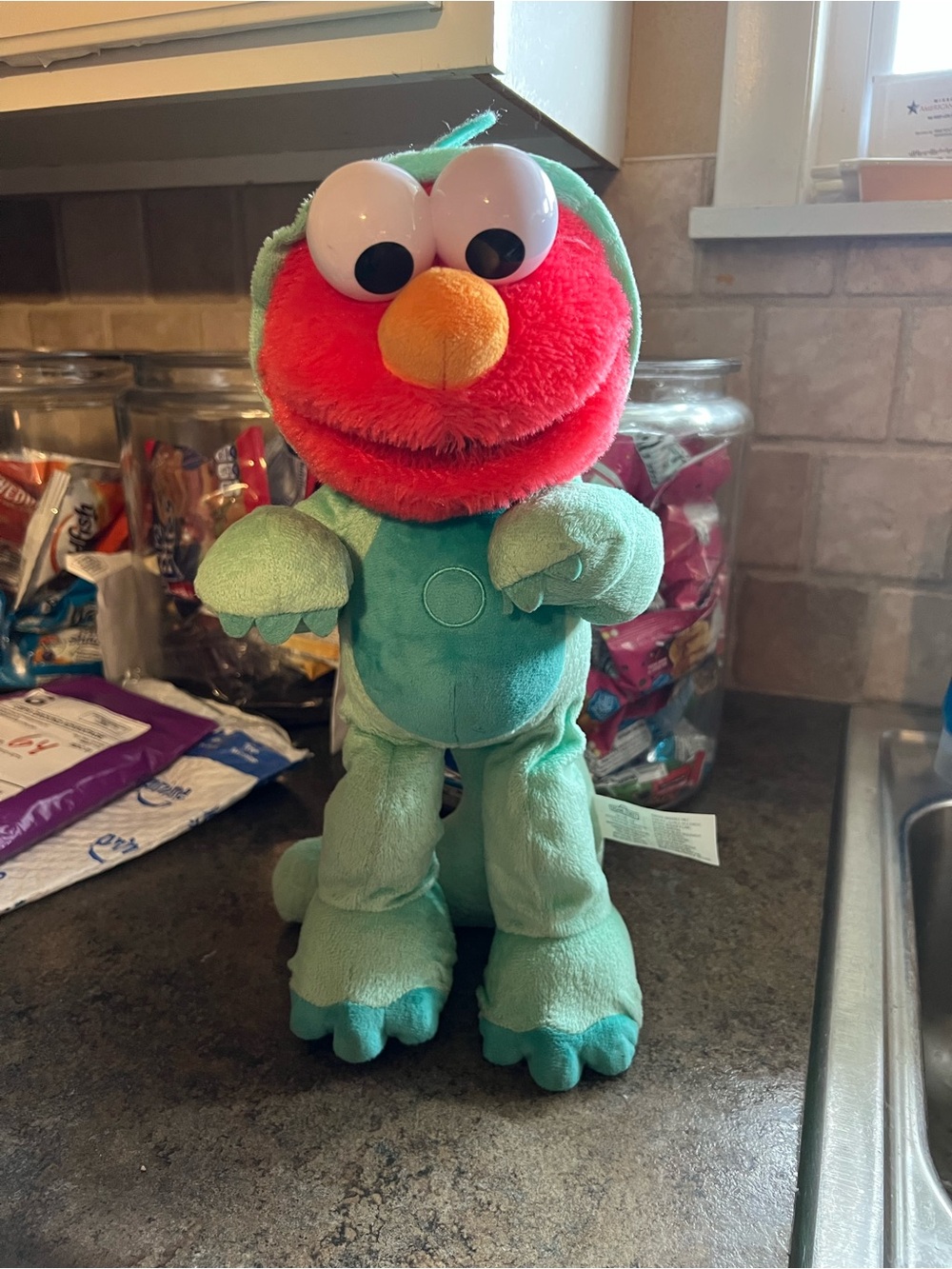 Vintage Elmo Dino Stomp Kids Toy - Soft Dino Costume excellent works great!!